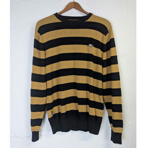 Animal Striped Pullover Sweater Mens Medium Black Gold Blokecore Rugby Saints